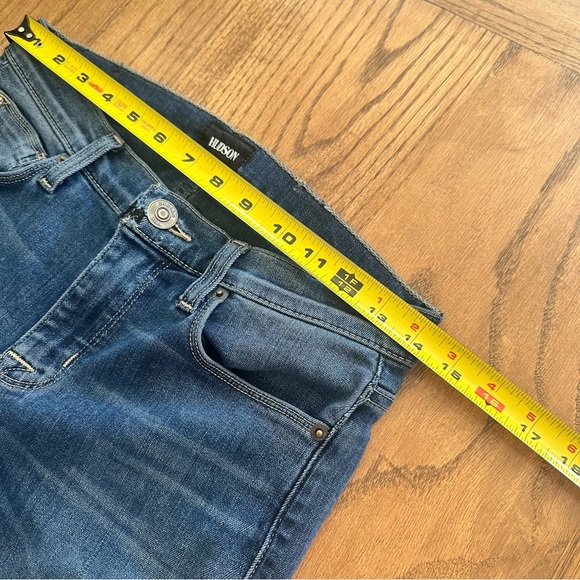 Hudson Colette Mid Rise Skinny Jeans Sz 27 Medium Wash Stretch Denim Raw Hem - Picture 3 of 12
